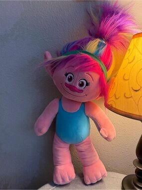 Build-A-Bear Trolls Poppy Plush - Pink with Rainbow Hair and Teal Outfit